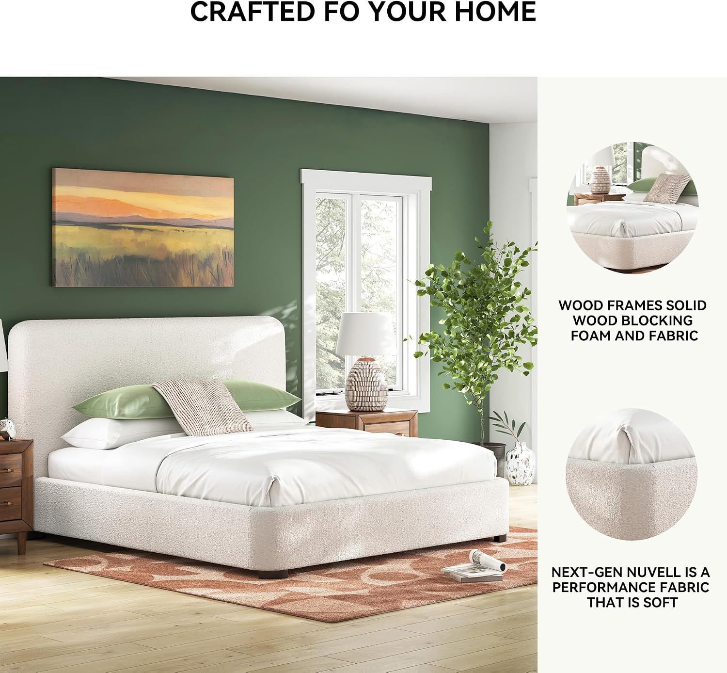 Signature Design by Ashley Whittgate Casual Stain Resistant King Upholstered Panel Bed, Solid Wood Blocking and Reinforced Side Rails for Added Strength, Foundation or Box Spring Needed, Beige
