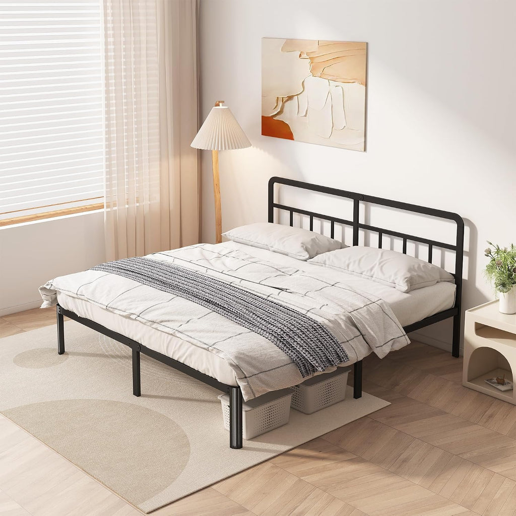 Yicensen 14 Inch King Bed Frame with Headboard, Heavy Duty Metal King Size Platform Bed Frame with Rounded Corner Legs, No Box Spring Needed, Noise Free, Easy Assembly, Black