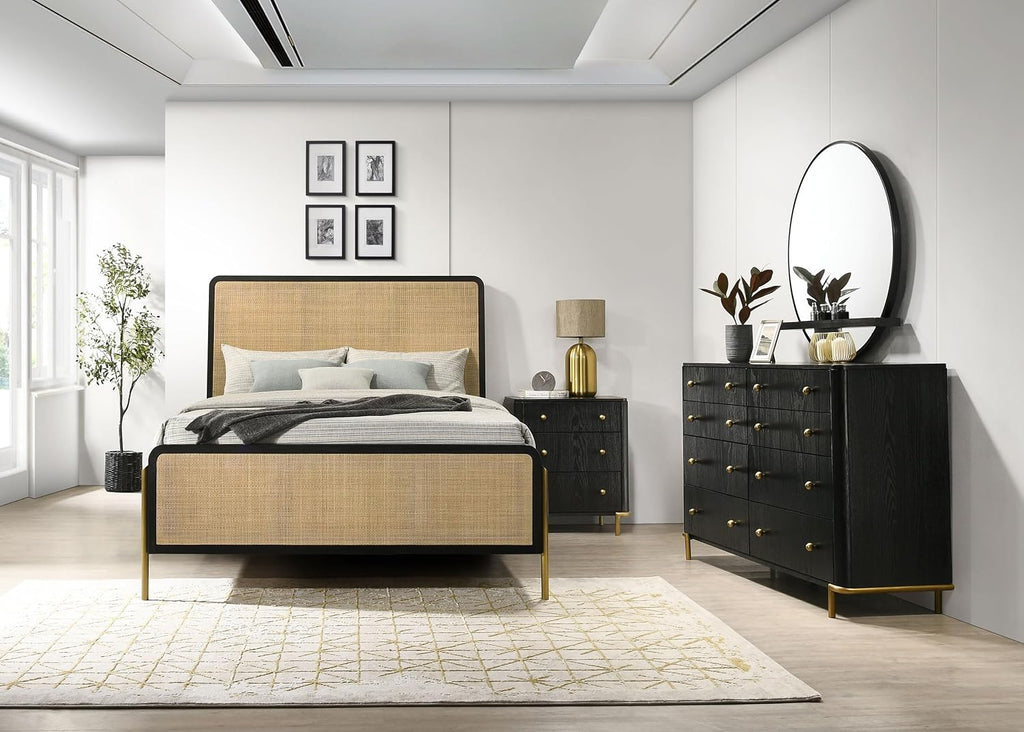 Coaster Home Furnishings Arini 4-Piece California King Bedroom Set Black and Natural 224330KW-S4