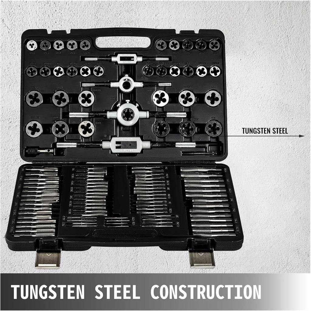 110 Pcs Tap And Die Combination Set Tungsten Steel Metric Tools W/case Metric,DIY Tools