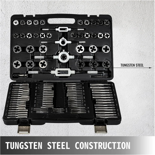 110 Pcs Tap And Die Combination Set Tungsten Steel Metric Tools W/case Metric,DIY Tools