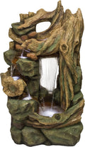 Alpine Corporation TZL200 Outdoor Side Tiering Garden Floor Rainforest Water Fountain with LED Lights, 55', Brown