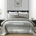 Y-PLWOMEN 100% Cotton King Size Quilt Sets - Soft Plaid King Bedspread, Farmhouse Rustic Lightweight Quilt Bedding Set for All Season, 3-Pieces