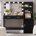 MIRROTOWEL 46.7' Vanity Desk with Mirror & LED Lights, Dressing Table with 2 Large Drawers & Vertical Organizer, 3-Tier Storage, 3 Adjustable Lighting Modes, Makeup Desk for Bedroom