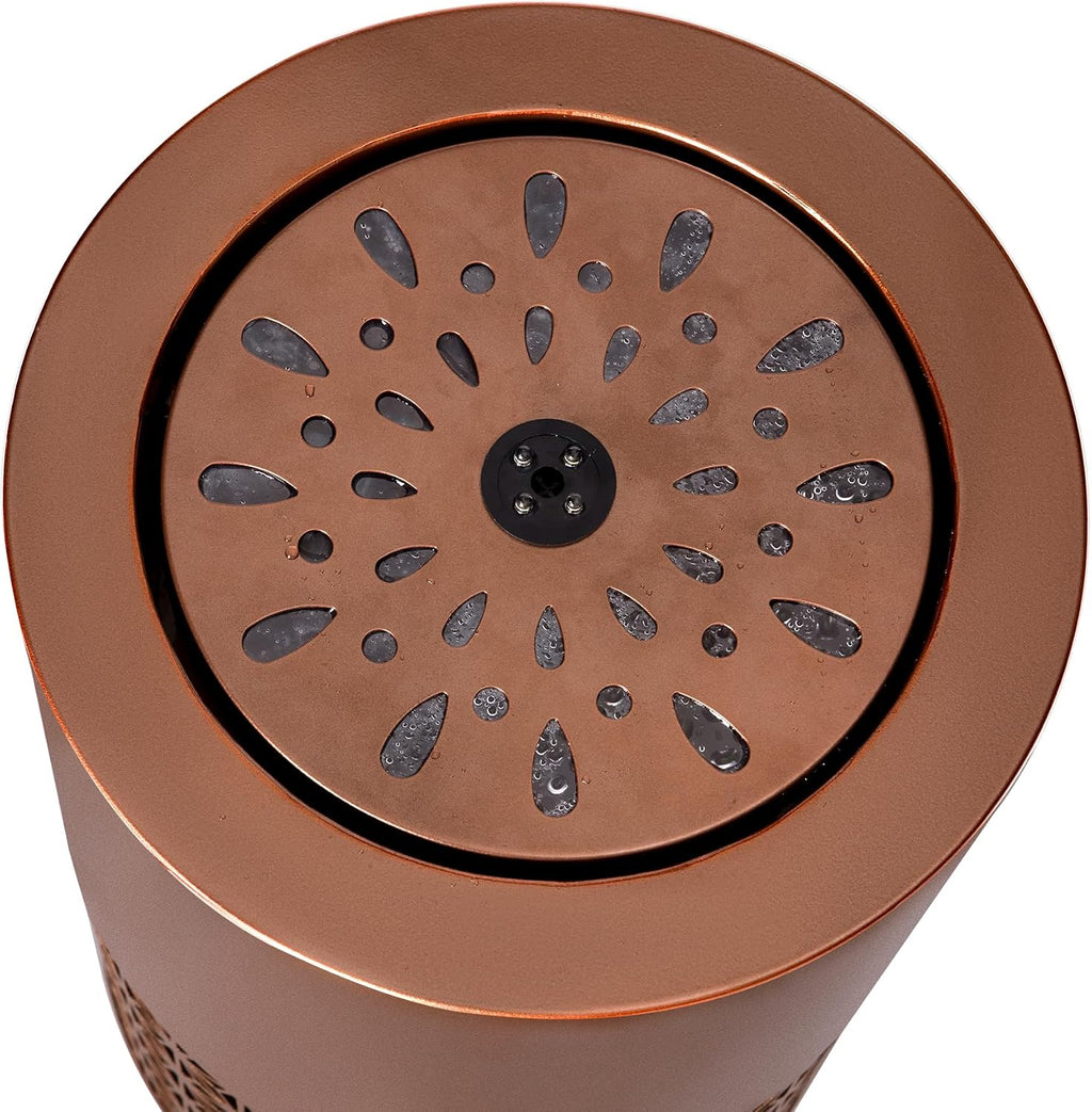 Merax 20.87' H Brown Metal Cutout Outdoor Water Fountain with LED Lights, Modern Freestanding Candle Style Water Feature for Patio Backyard Decor
