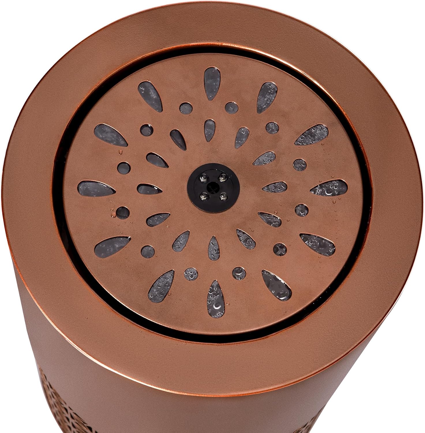 Merax 20.87' H Brown Metal Cutout Outdoor Water Fountain with LED Lights, Modern Freestanding Candle Style Water Feature for Patio Backyard Decor