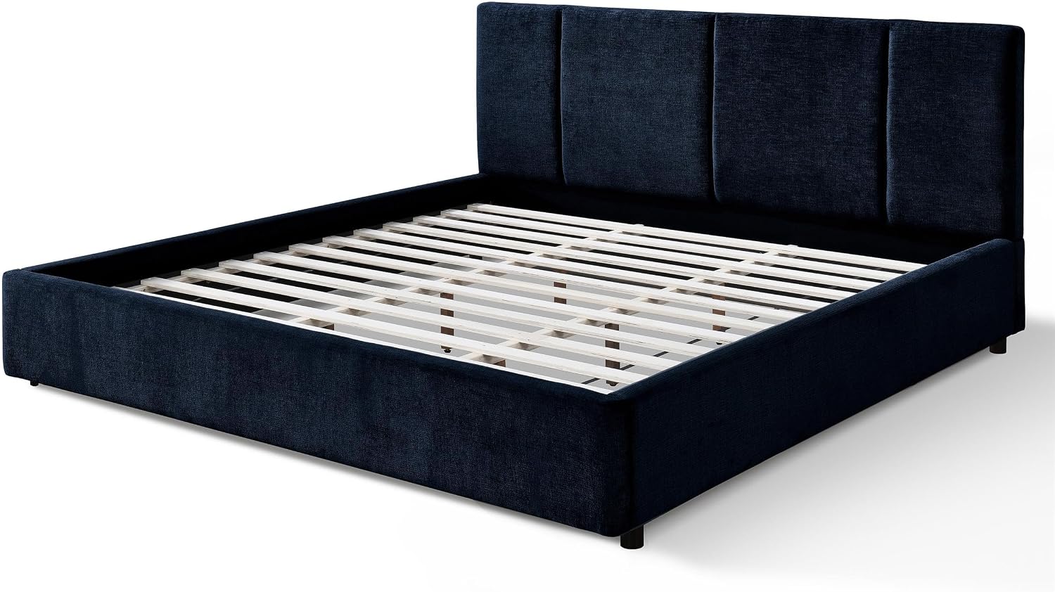 Venice Upholstered Platform Bed | Box Spring Not Required | Blue Fabric, King Size