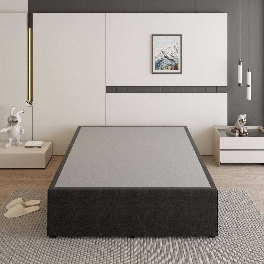 Cieemine 18 Inch Queen Bed Frame with Black Bed Cover, Metal Bed Frames Queen Size No Box Spring Needed, Heavy Duty Mattress Foundation, Easy Assembly, Noise Free
