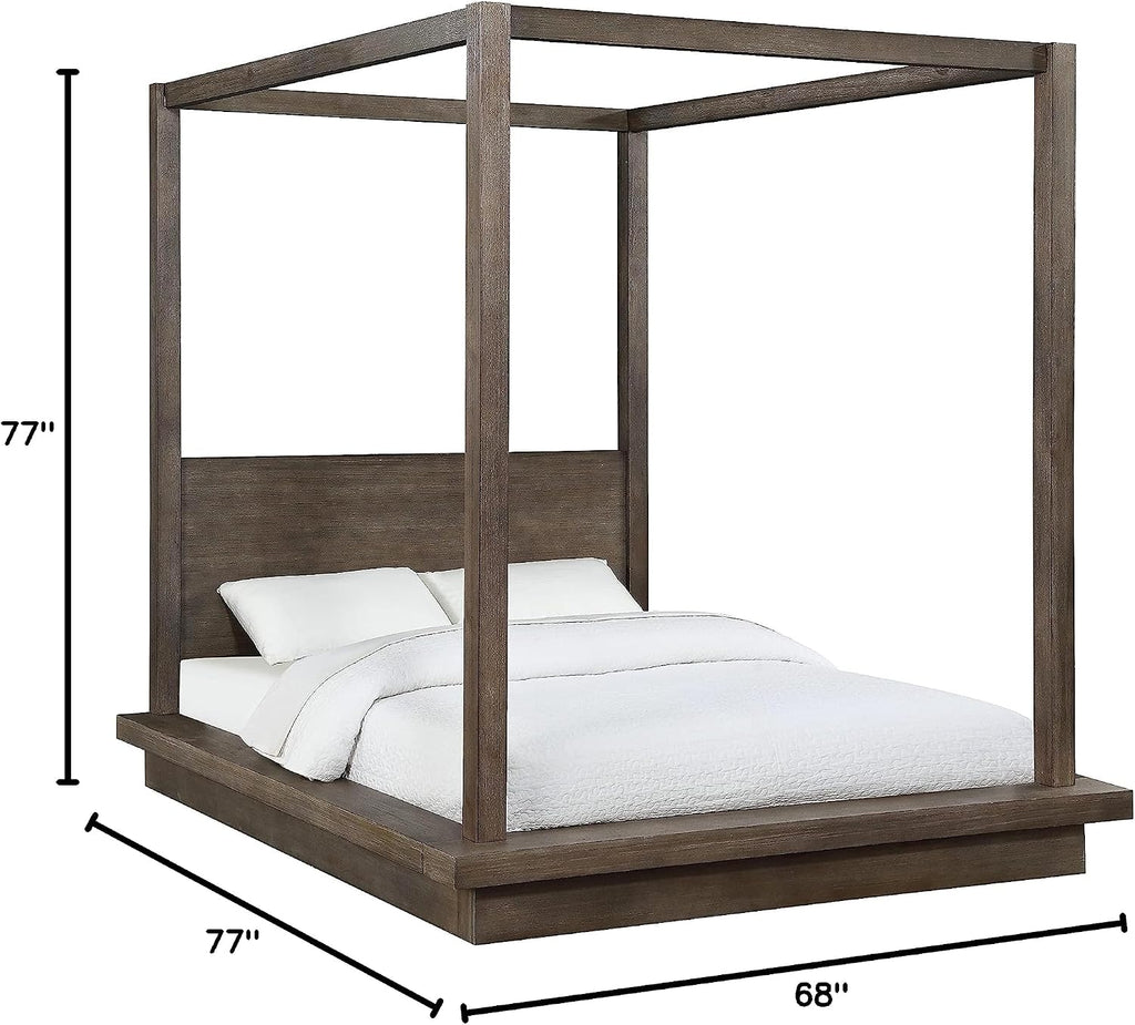 Modus Furniture Solid Wood Canopy Bed, Full, Melbourne - Dark Pine