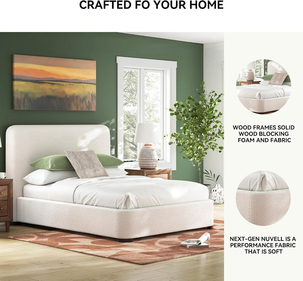 Signature Design by Ashley Brandinlane Casual Queen Upholstered Bed, Foundation/Box Spring Required, Nuvella Cleanable Performance Fabric, 54.63' High, Beige
