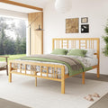 14 Inch Bamboo Wood Queen Size Platform Bed Frame with Headboard and Footboard, Metal Slat Support Bed Frame Queen Size Heavy Duty, No Box Spring Needed, Easy Assembly, Noise Free, Reinforced