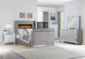 Lavish Modern Style 5 Pc King Bedroom Set Made with Fireplace in Headboard TV Stand in Footboard with Wood in Grey