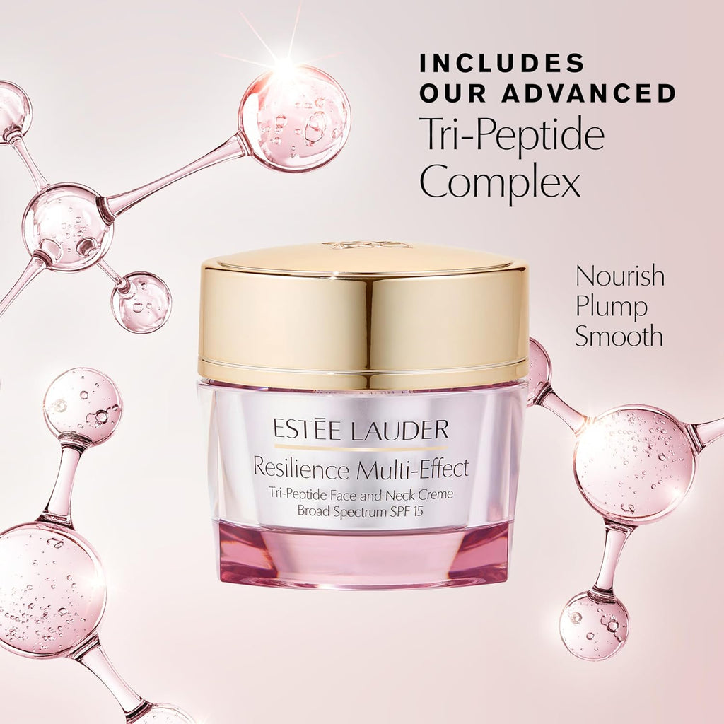 Estée Lauder Resilience Multi-Effect Tri-Peptide Face and Neck Moisturizer with SPF 15 | Plumping & Anti-Aging | Firming Cream