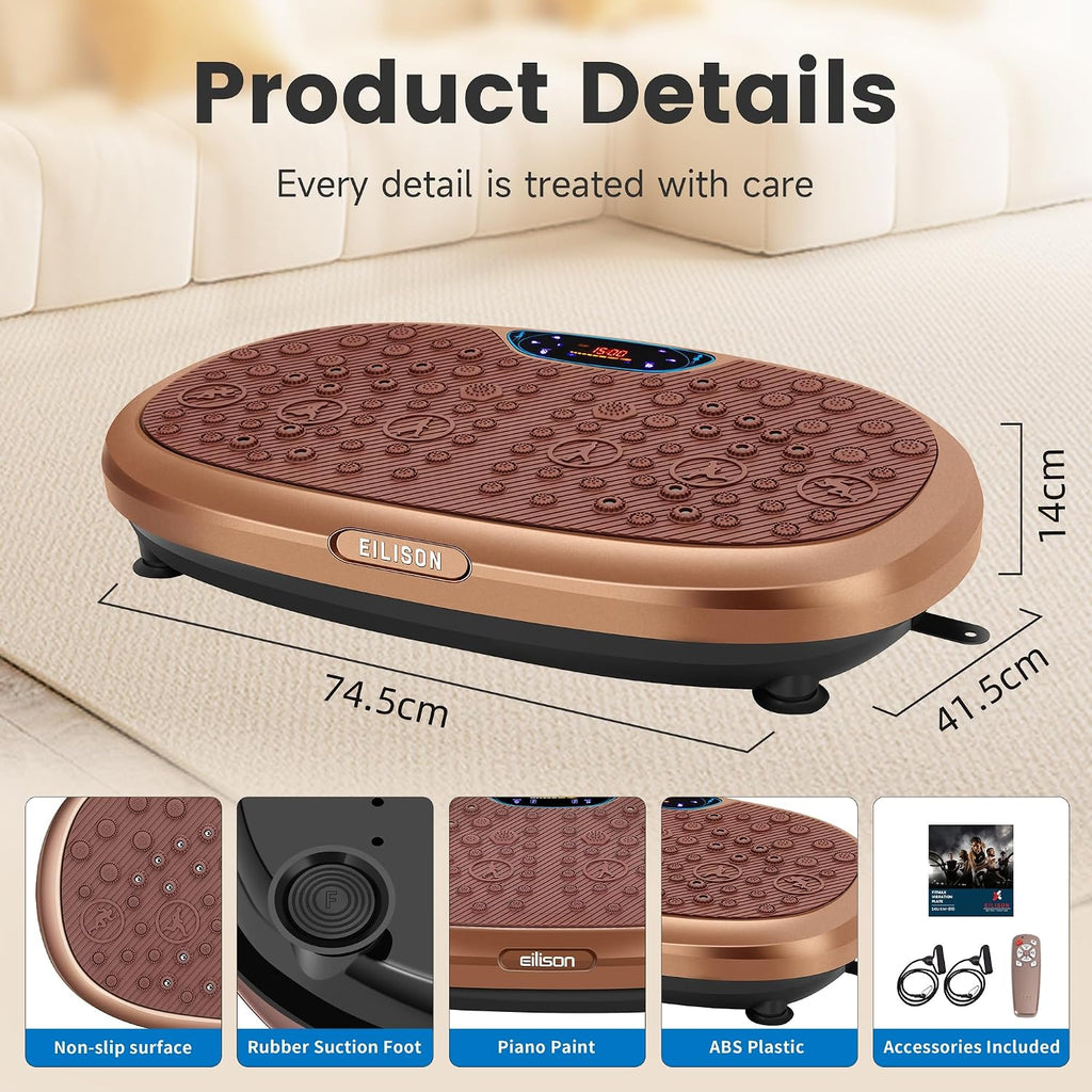EILISON FitMaxx 3D XL Vibration Plate Exercise Machine - Whole Body Workout Vibration Platform w/Loop Bands - Lymphatic Drainage Machine for Weight Loss, Shaping, Recovery