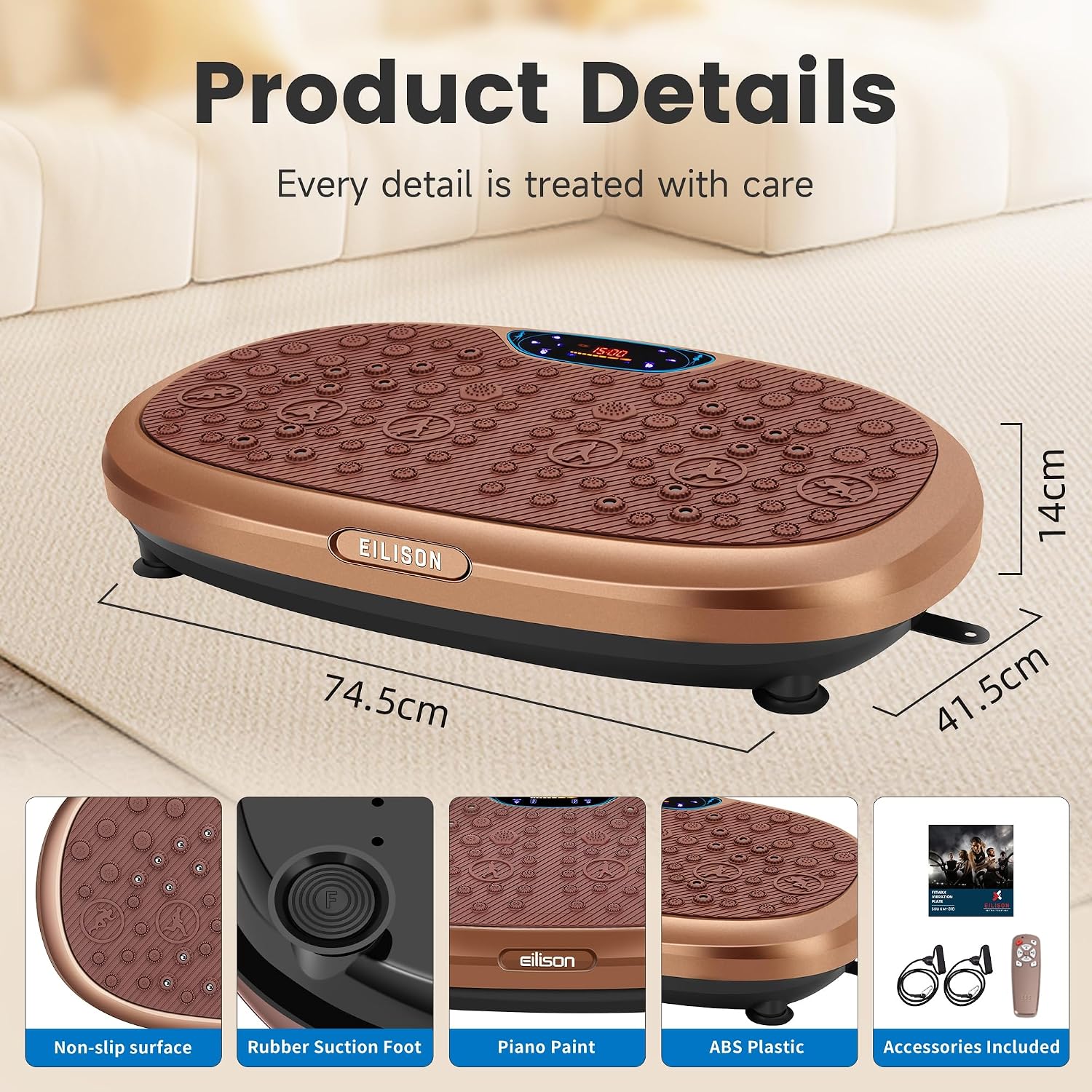 EILISON FitMaxx 3D XL Vibration Plate Exercise Machine - Whole Body Workout Vibration Platform w/Loop Bands - Lymphatic Drainage Machine for Weight Loss, Shaping, Recovery