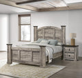 Generic Rustic Gray Poster King Size 3pc Panel Bed Set Storage Wooden Master Bedroom Furniture, Grey