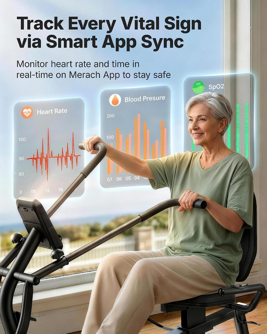 MERACH Recumbent Exercise Bikes for home, Light Commercial High-end Recumbent Bike for Seniors Adults, Magnetic Recumbent Exercise Bike with Smart Bluetooth and Exclusive App, LCD, Heart Rate Handle