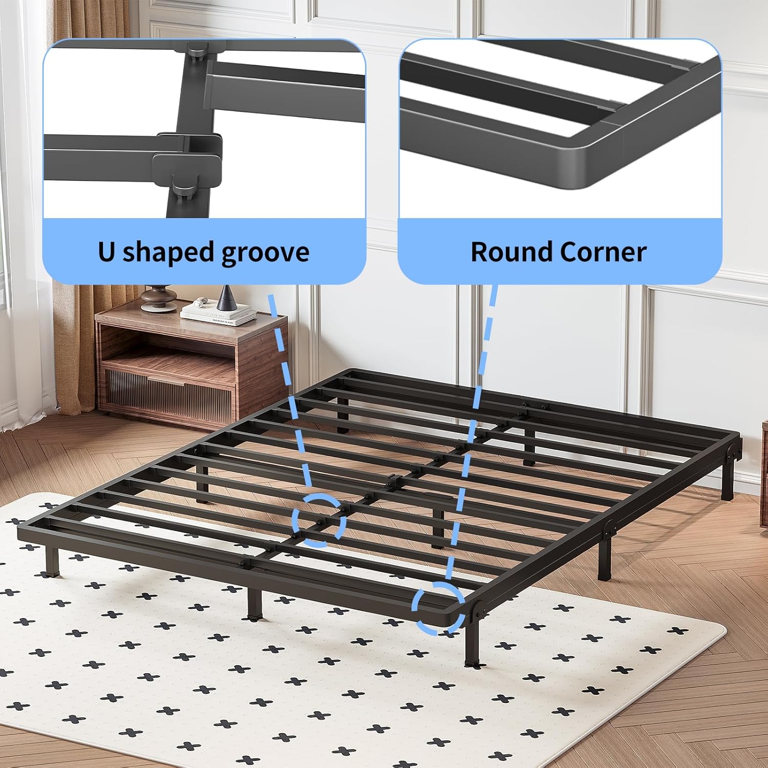 Superay 2 Inch Full Box Spring Low Profile, Heavy Duty Metal Box Spring Bed Base, Bunkie Board Bed Slat Replacement, Mattress Foundation, Easy Assembly, Noise Free