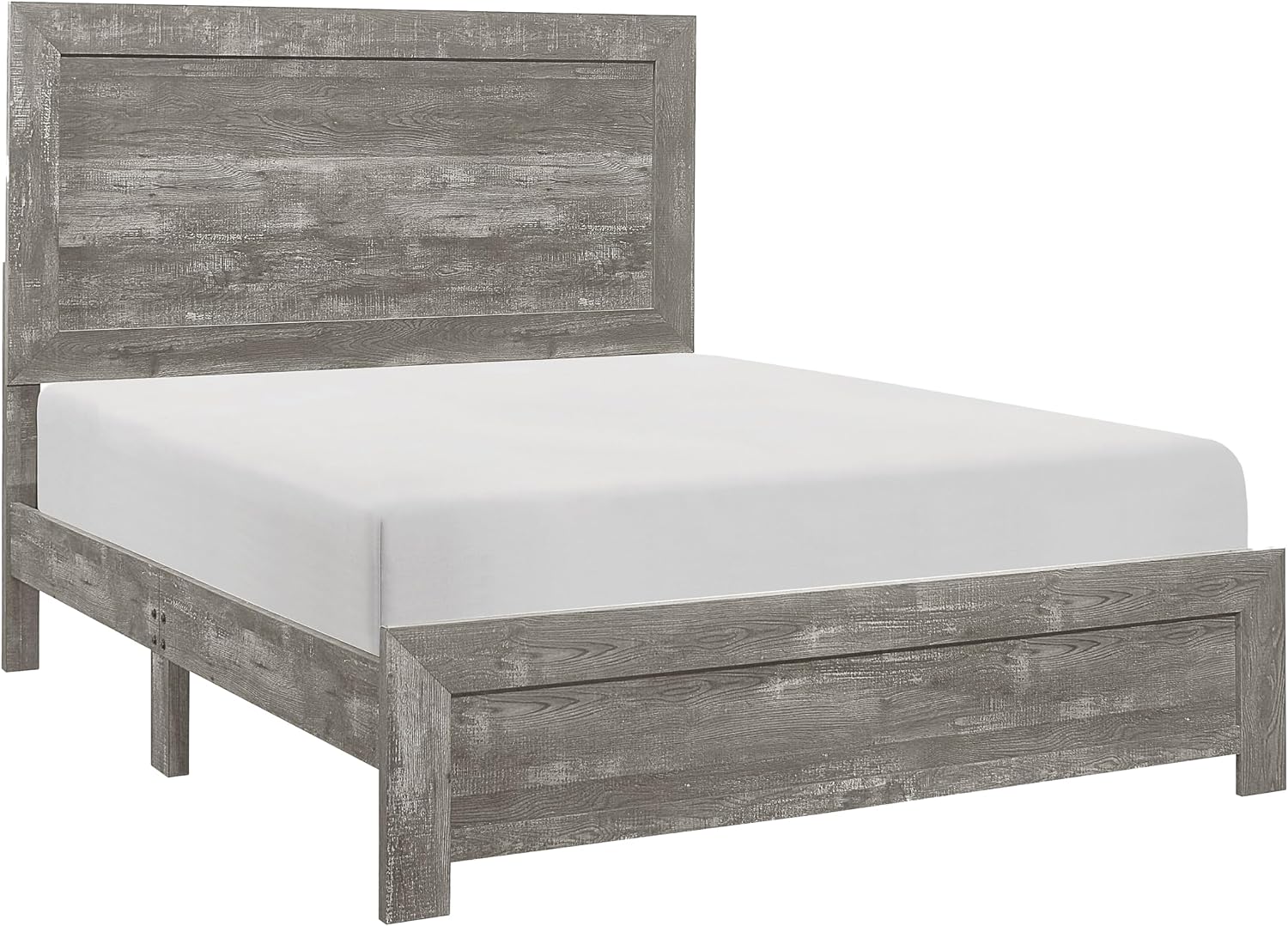 Benzara Ko Four Piece King Size Bedroom Set- Panel Detailing- Metal Handles