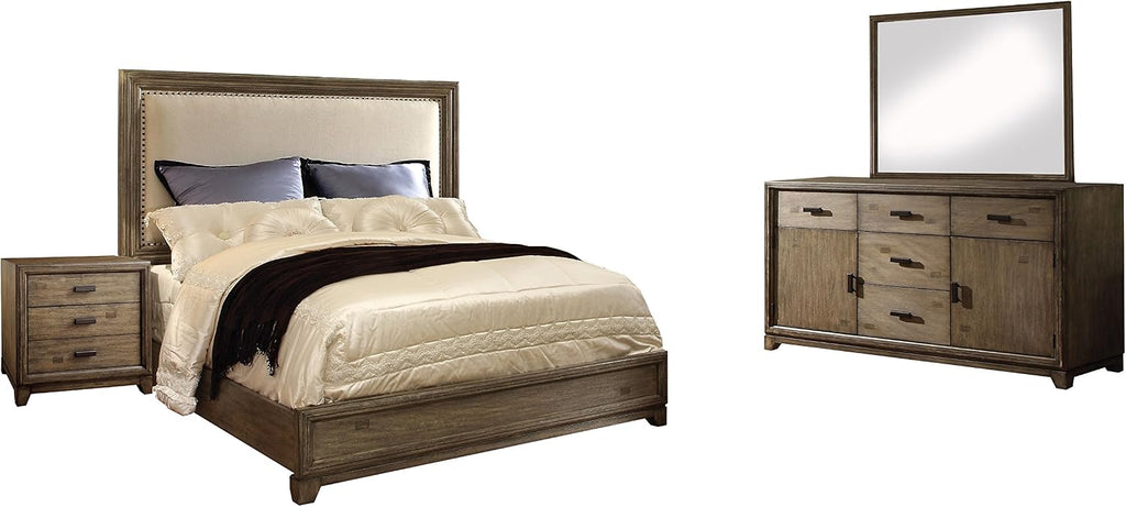 HOMES: Inside + Out 4 Piece ioHOMES Bellamy Rustic Bed Set, King, Natural Ash