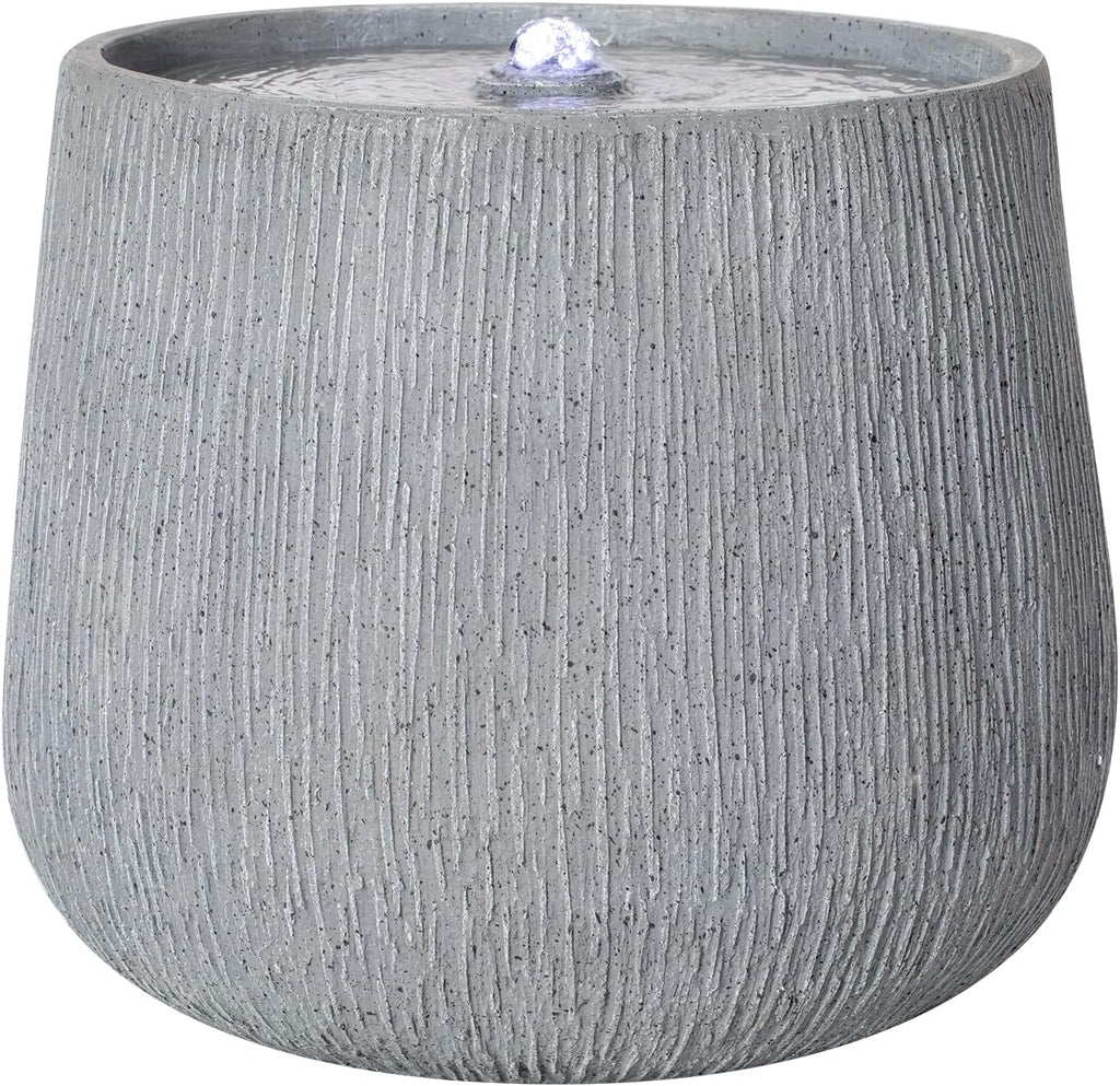 Merax 12.99' H Gray Polyresin Outdoor Water Fountain, Bowl-Shaped Water Feature with LED Light for Patio Deck Yard Decor