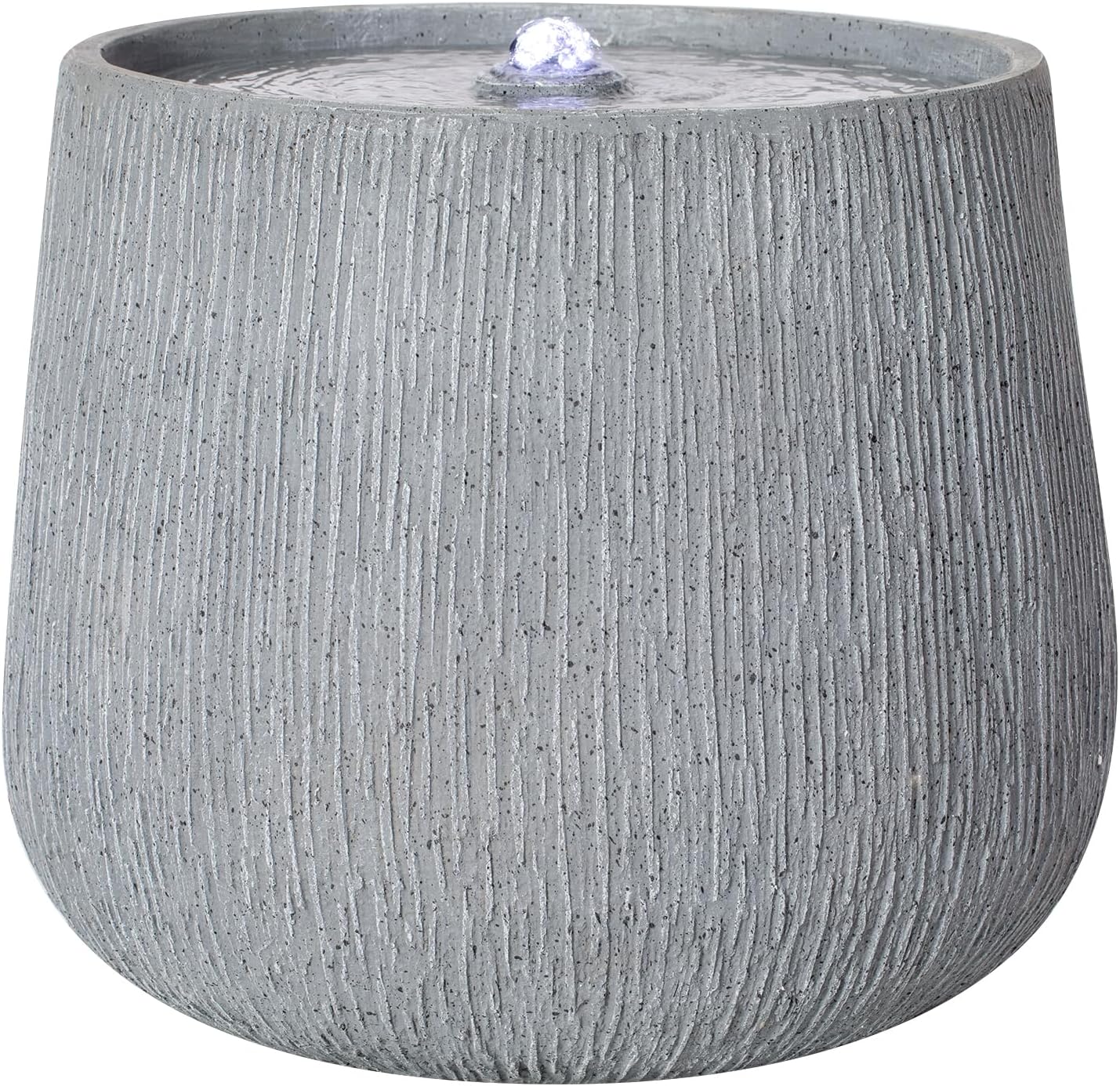 Merax 12.99' H Gray Polyresin Outdoor Water Fountain, Bowl-Shaped Water Feature with LED Light for Patio Deck Yard Decor