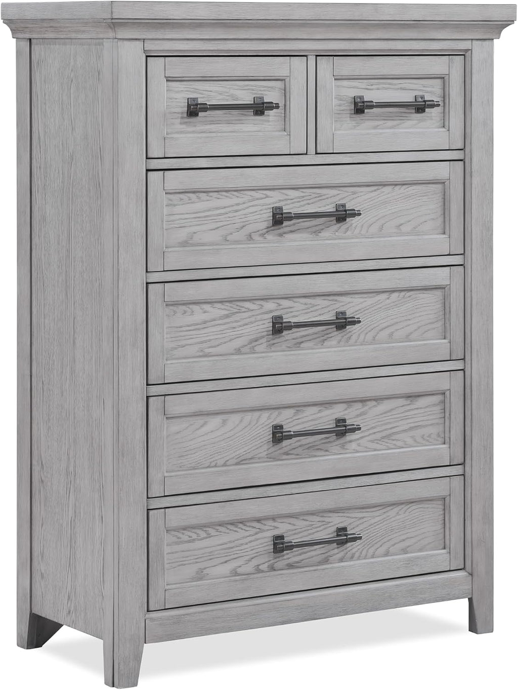3pc Light Gray Finish King Size Panel Built-in Bench Bed Set Bedroom Solid Wood Furniture