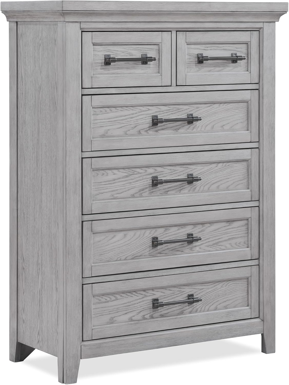 3pc Light Gray Finish King Size Panel Built-in Bench Bed Set Bedroom Solid Wood Furniture