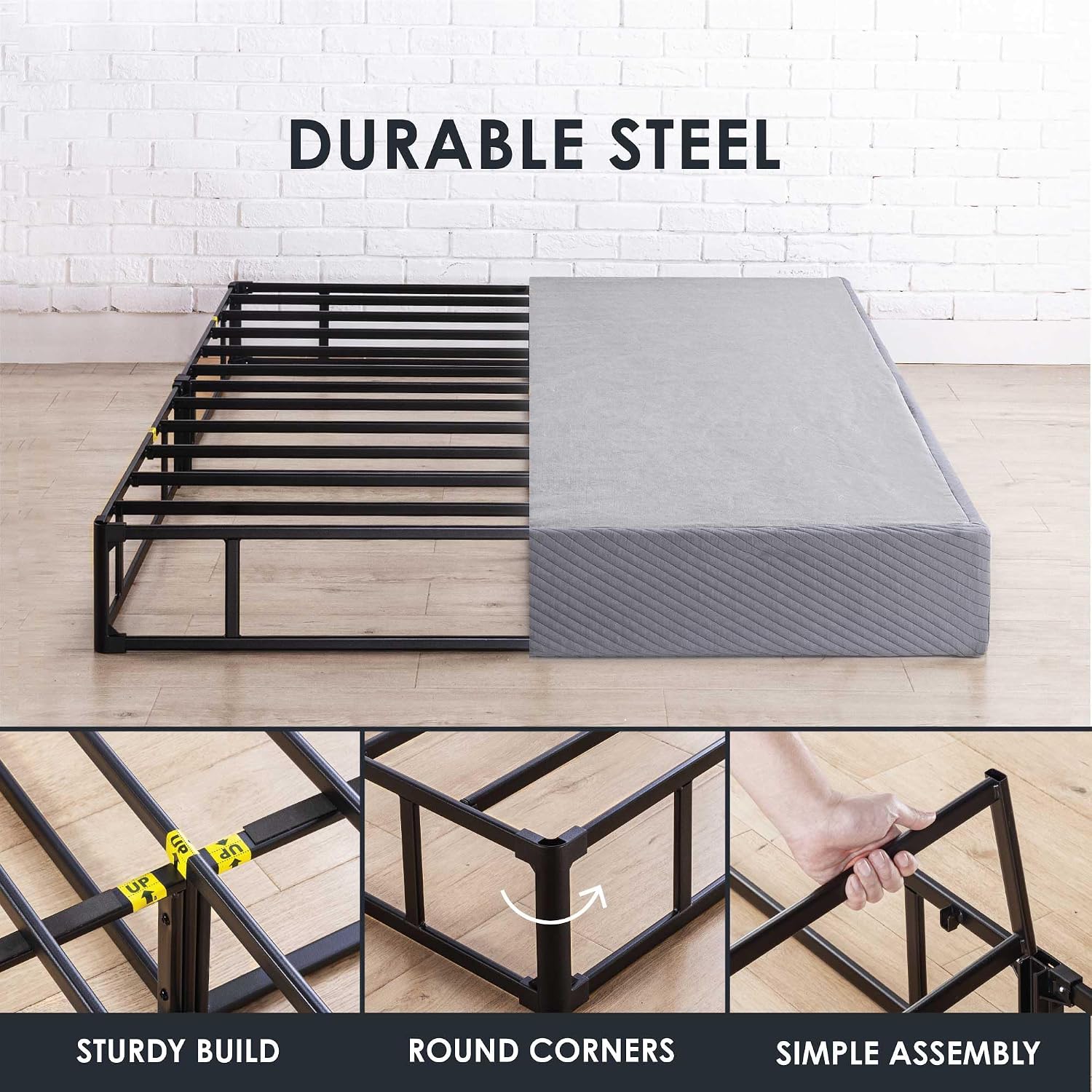 Best Price Mattress Twin Box Spring, 9' High Profile with Heavy Duty Steel Slat Mattress Foundation Fits Standard Bed Frame, Twin Size