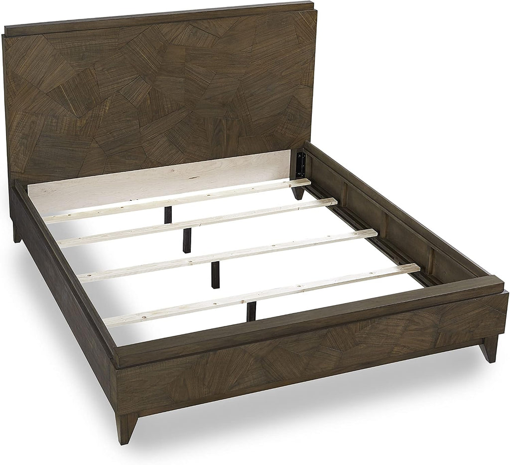Modus Furniture Solid Wood Panel Bed, Queen, Broderick - Wild Oats Brown