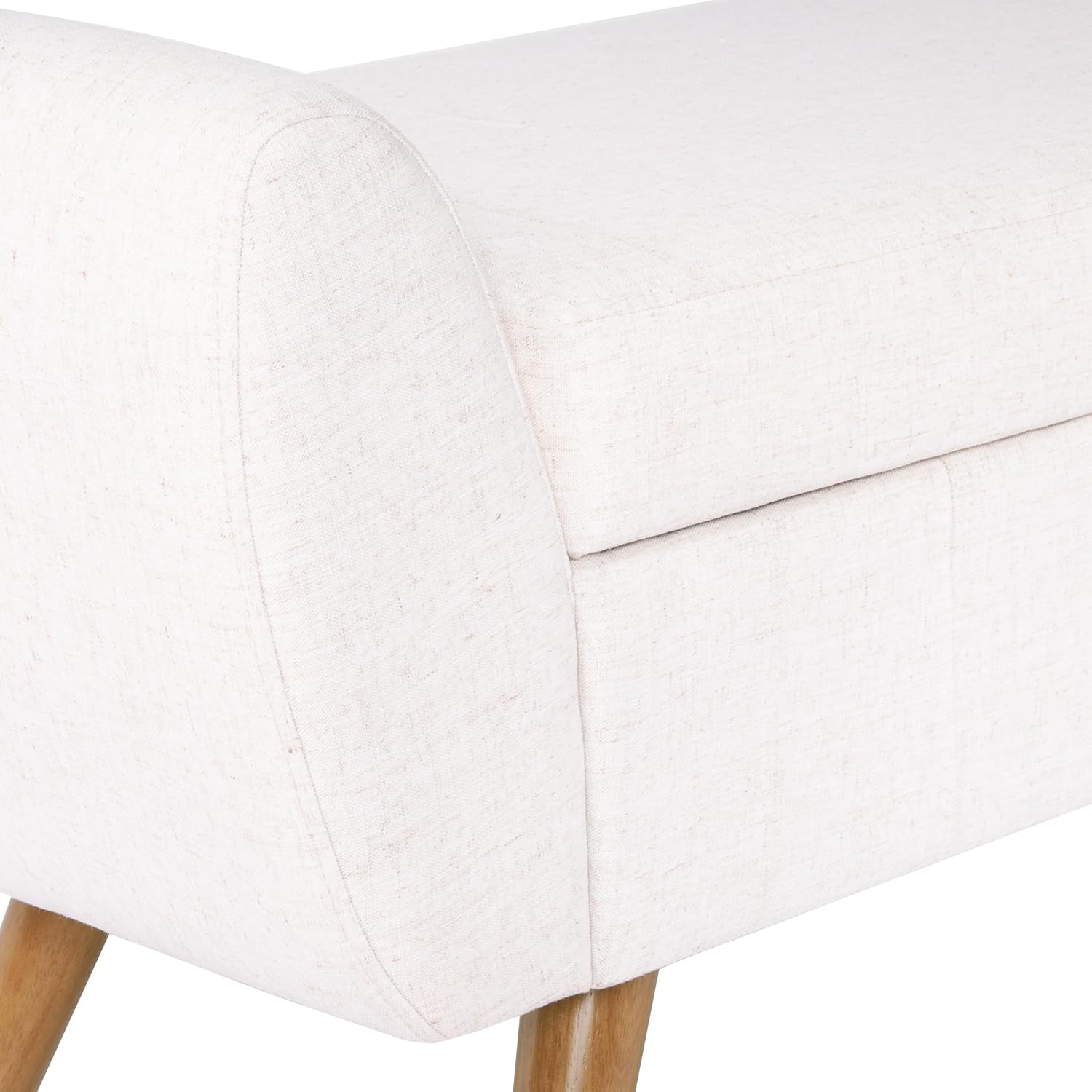HomePop Modern Storage Bench with Wood Legs |Homepop Home Décor|Bench with Storage for Living Room & Bedroom - Cream Woven