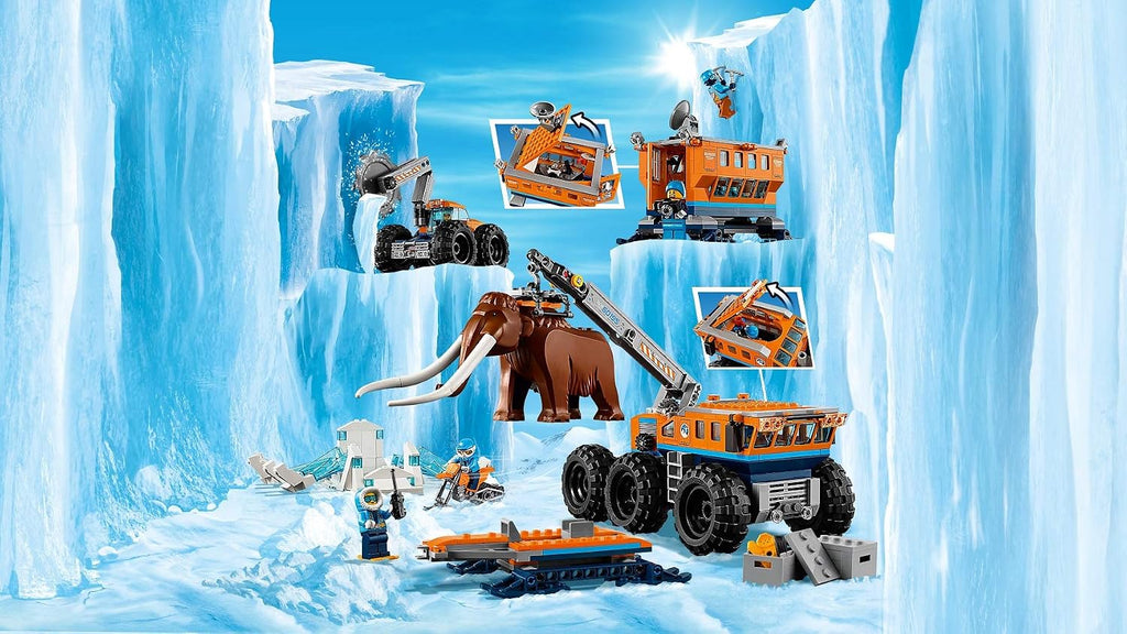 City Arctic Mobile Exploration Base Toy, Crane Vehicle Platform & Trailer, Construction Toys for Kids