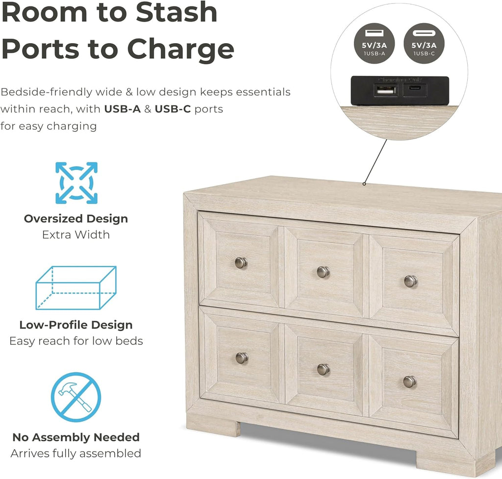Furniture of America Dannen Modern Solid Wood 3-Piece Bedroom Set with Oversized Nightstand, Cedarwood-Lined Bottom and Felt-Lined Top Drawers, Box Spring Needed, King, Weathered Black