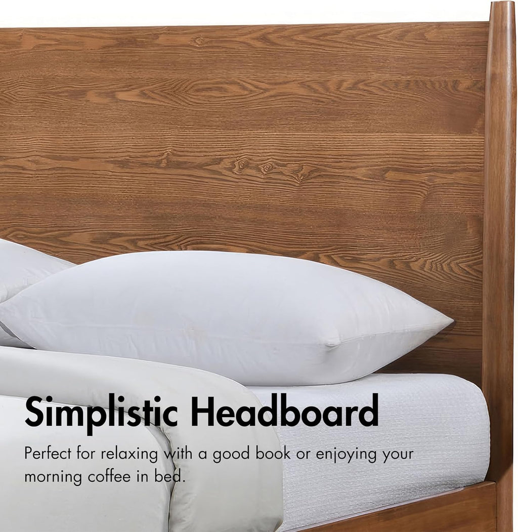 Furniture of America Wyatt Modern Solid Wood Full Bed Frame with Headboard, Wooden Bedframe for Bedroom, Guest Room, No Box Spring Needed, Walnut, Standard Platform
