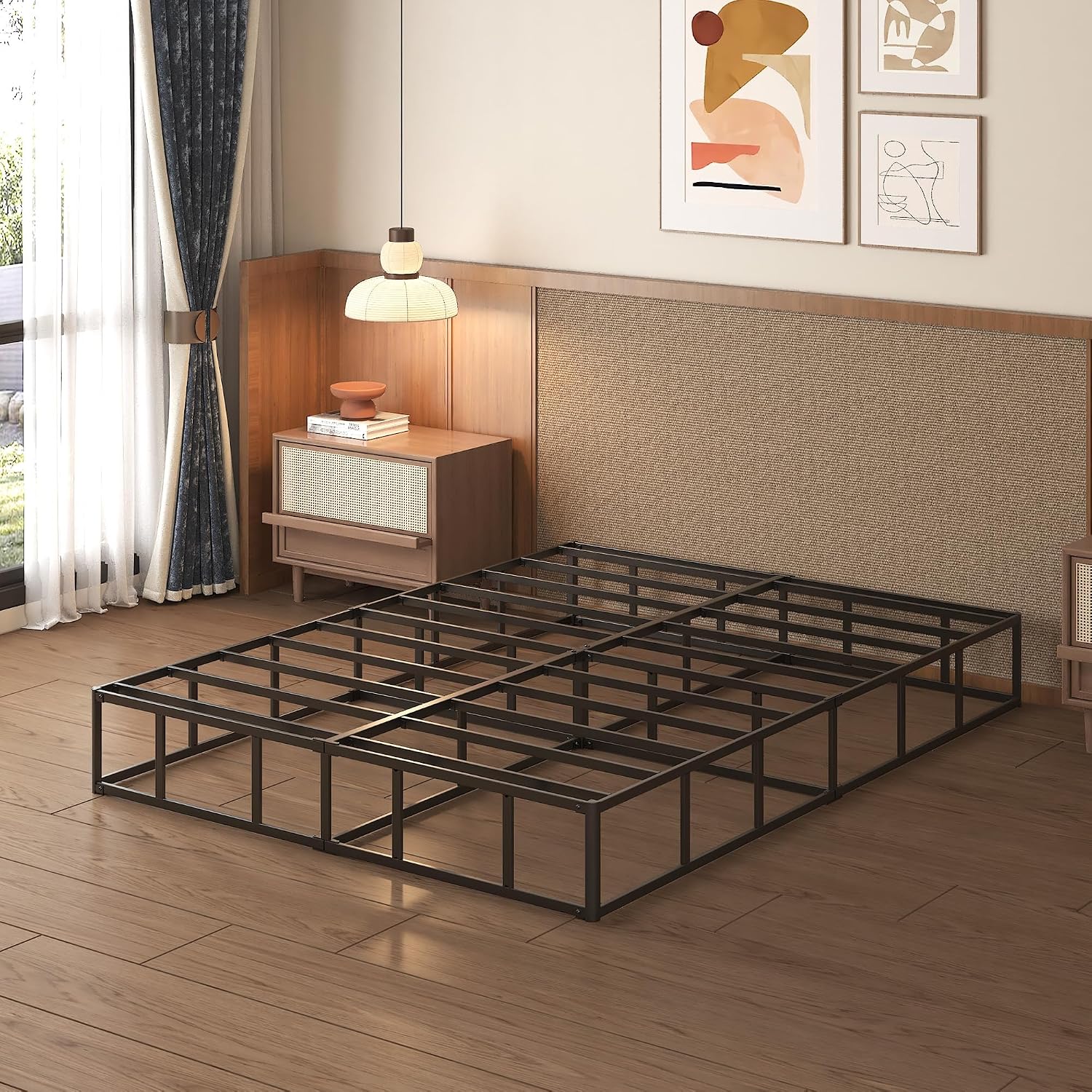 Lutown-Teen 10 Inch King Box Spring High Profile, Heavy Duty Metal King Size Box Spring Bed Base with Fabric Cover, Mattress Foundation, Noise Free, Easy Assembly