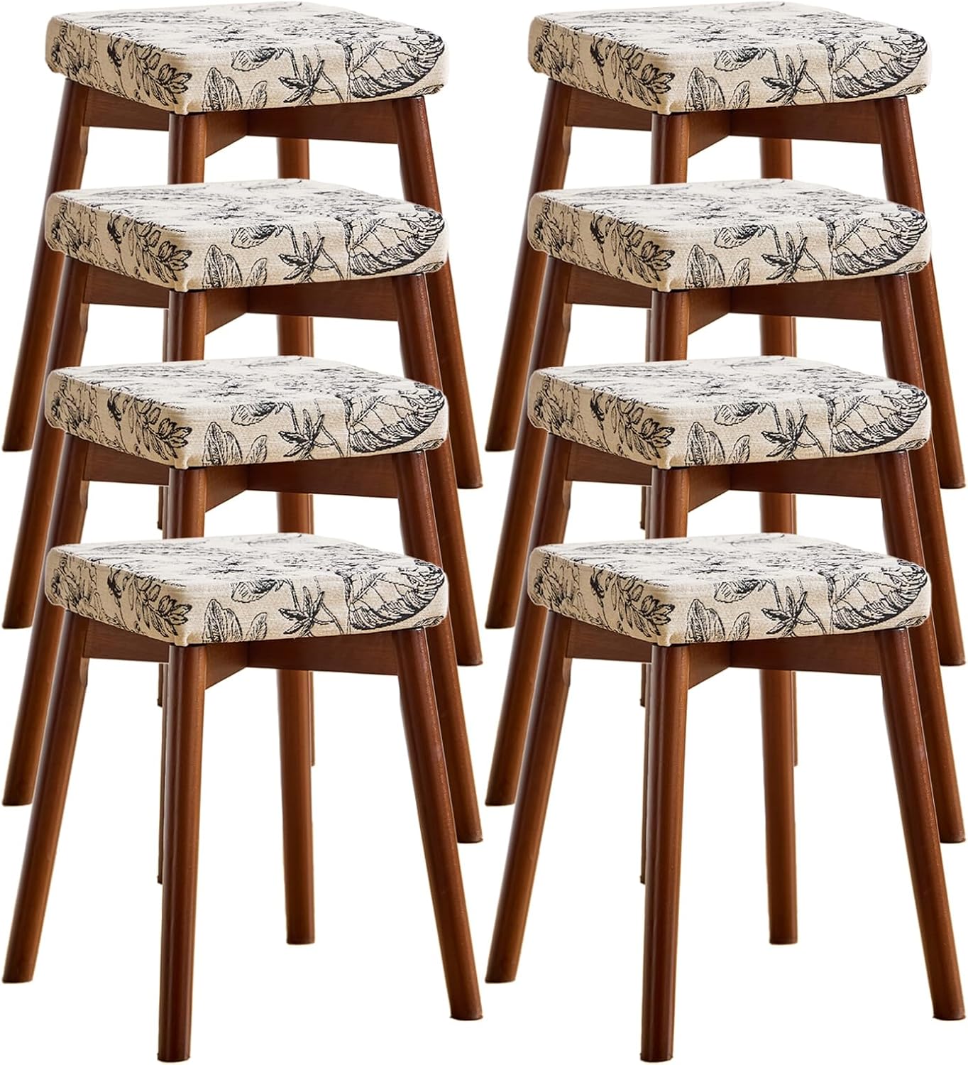 Upholstered Vanity Bench, Solid Wood Stool with Soft Cushion Seat, Accent Footstool for Living Room, Dining Room, Entryway, Bedroom Home Decor