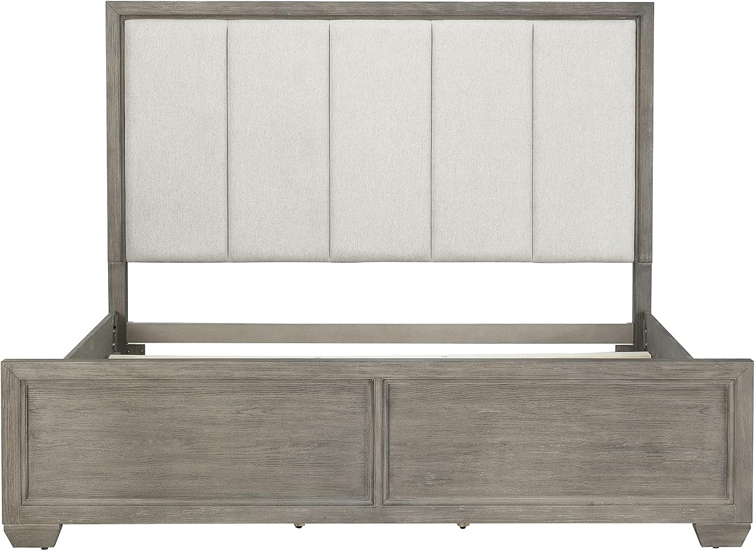 Roundhill Furniture Ennesley Gray Wood Upholstered Panel Bed, King Size