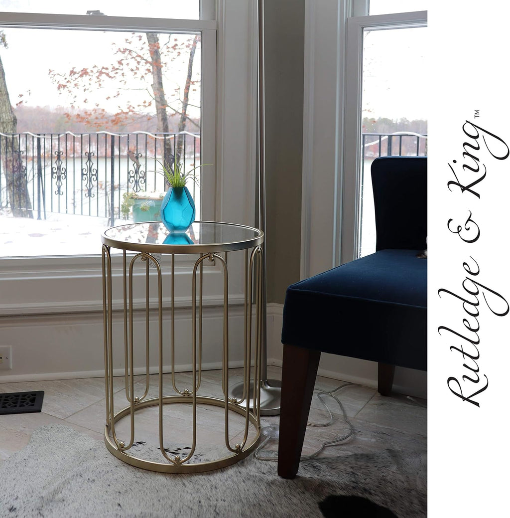 Rutledge & King Braswell End Table Set - Gold, Round, Nesting, Mirrored Tops