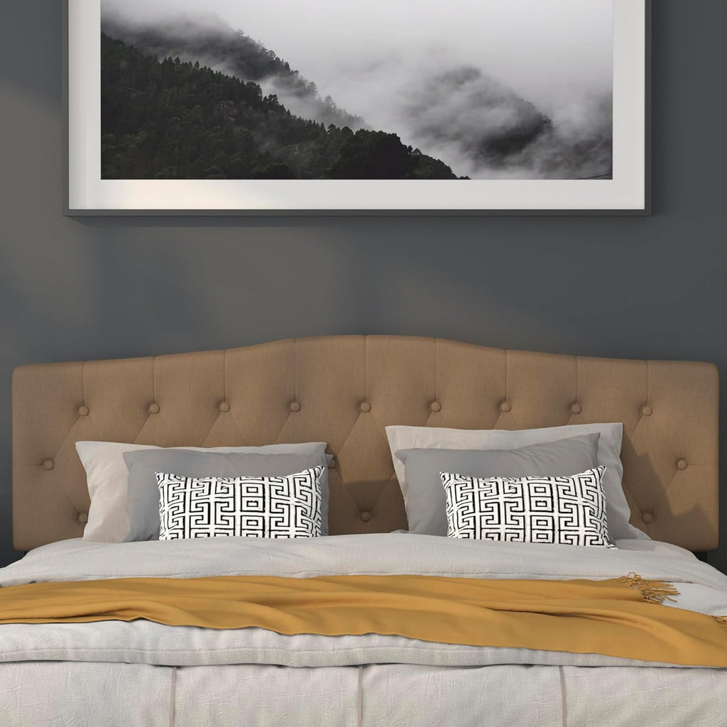 Flash Furniture Cambridge Tufted Upholstered King Size Headboard in Dark Brown Fabric