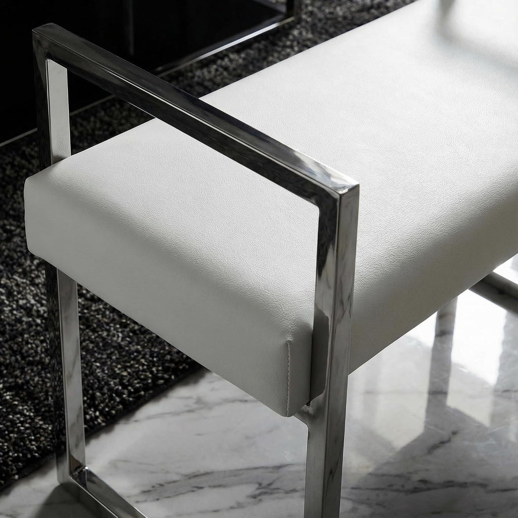 Cortesi Home Anna Contemporary Vinyl Bench, 24.75' Wide, White