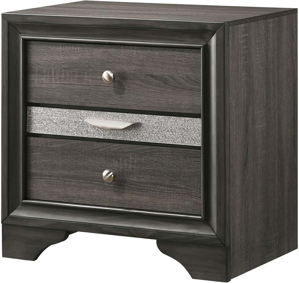 Furniture of America FOA Laren Contemporary 3-Piece Gray Wood Bedroom Set - King + 2 Nightstands