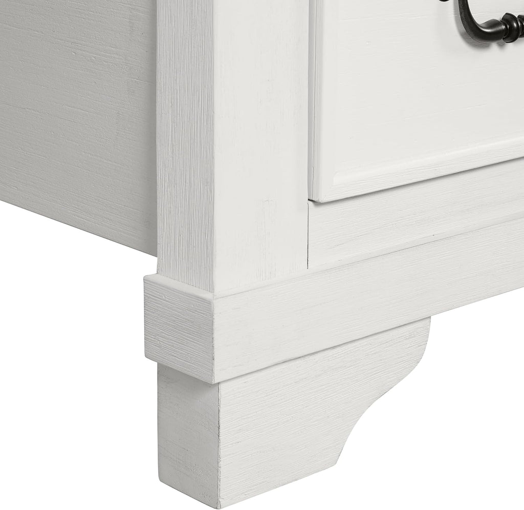 Furniture of America Roden Modern Solid Wood 3-Piece Bedroom Set with Storage Footboard, USB Chargers on Nightstand, Drop Handle Pulls, No Box Spring Needed, King, White