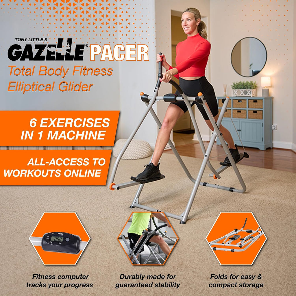 Gazelle Glider Elliptical Hybrid Exercise Machine Plate for Home Gym, Pacer or Sprinter Model - Low-Impact Cardio & Strength Training