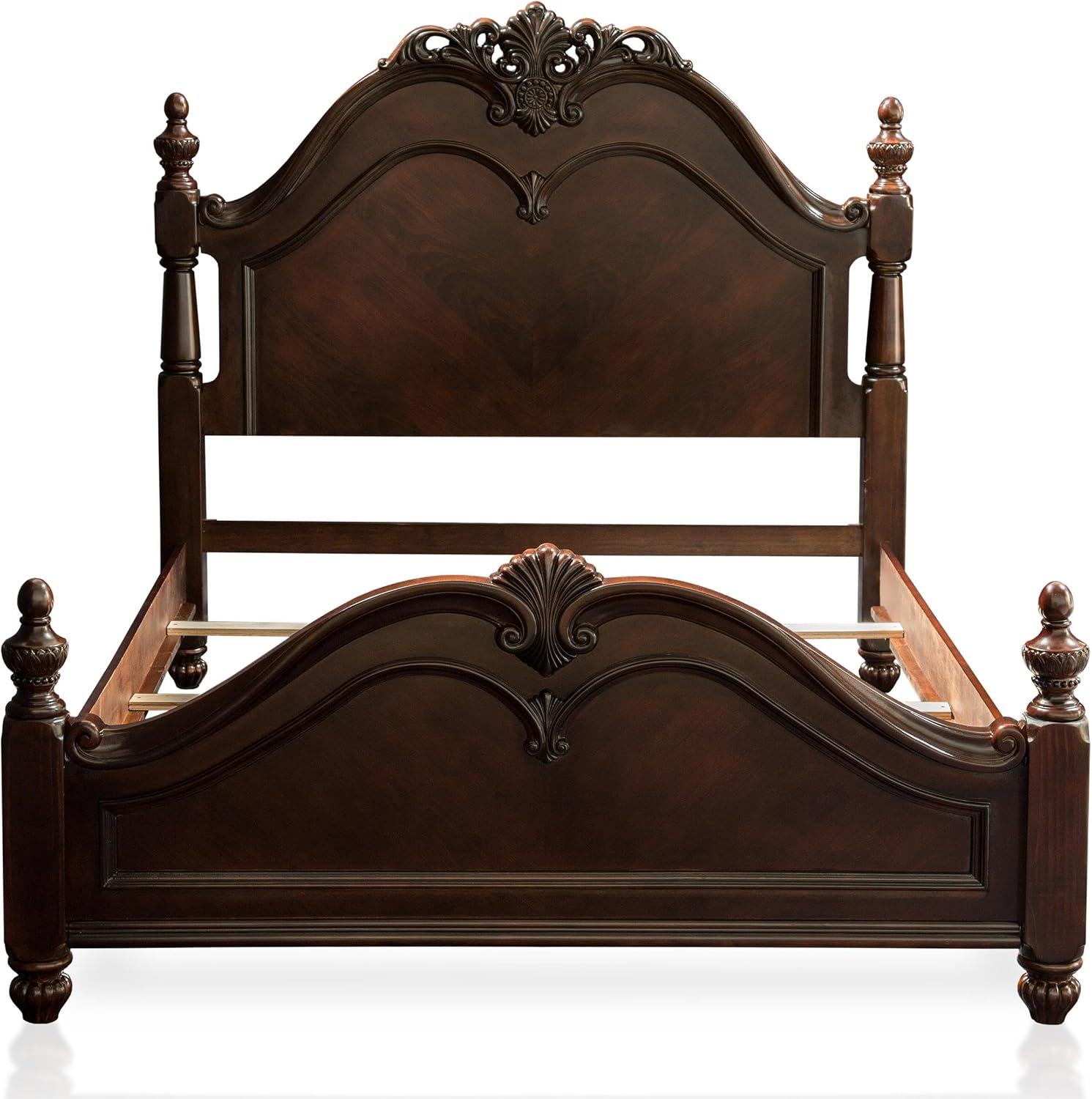 Furniture of America FOA Ruben 2pc Cherry Solid Wood Panel Bedroom Set - Cal King + Nightstand