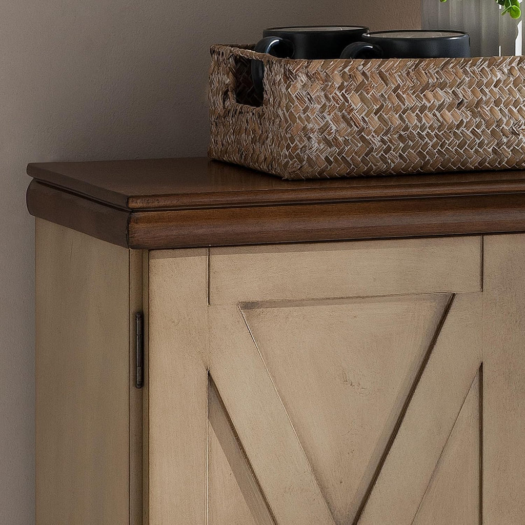Kings Brand Furniture Console Table, Antique White/Walnut