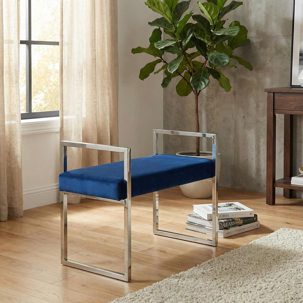 Cortesi Home Anna Bench Ottoman, 24', Blue