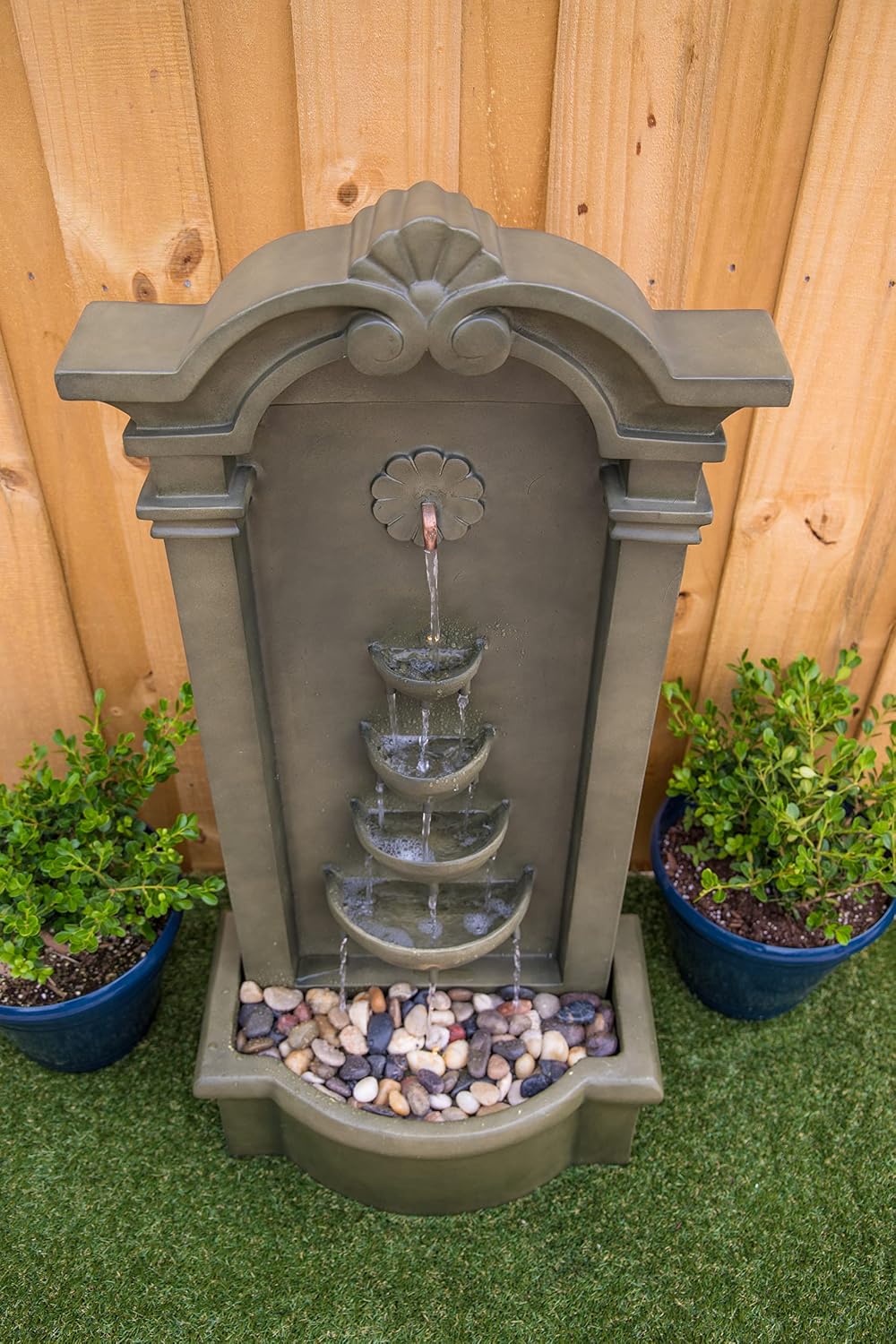 Kenroy Home 51021MS Cathedral Indoor/Outdoor Floor Fountain with Green Finish, Traditional Style, 44' Height, 20' Width, 12' Depth