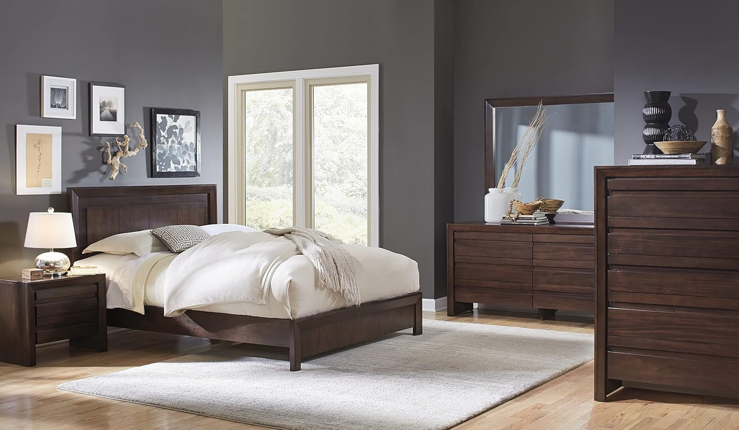 Modus Furniture Solid Wood Platform Bed, Full, Element - Chocolate Brown