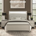 Furniture of America Standin Modern Solid Wood 3-Piece Bedroom Set with LED on Bookcase Headboard, USB-A and USB-C on Both Sides, Brushed Nickel Finish, Box Spring Needed, Full, Champagne