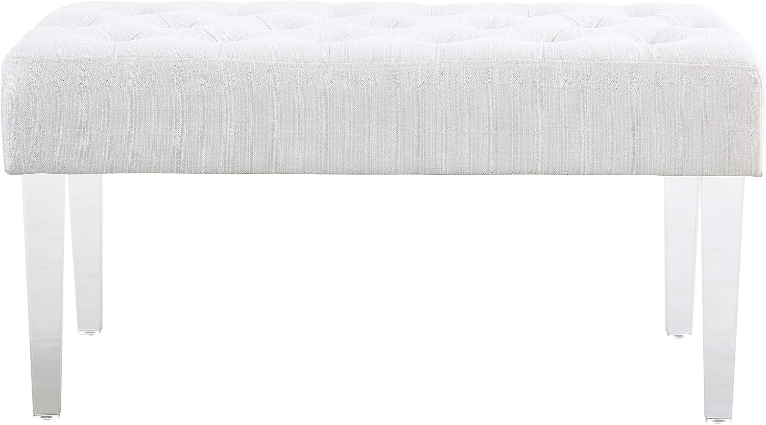 Linon Ella Glitz Acrylic Leg Bench, 35'Wx17'Dx18'H, White